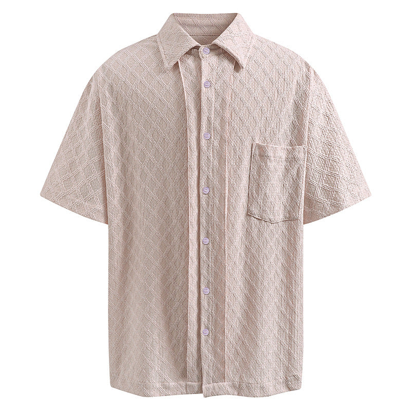 Short Sleeve Men Loose Cool Old Money Style Half Sleeve Dress Shirt