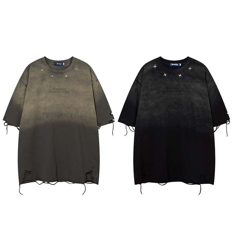 Wash and make old embroidered short sleeves with holes