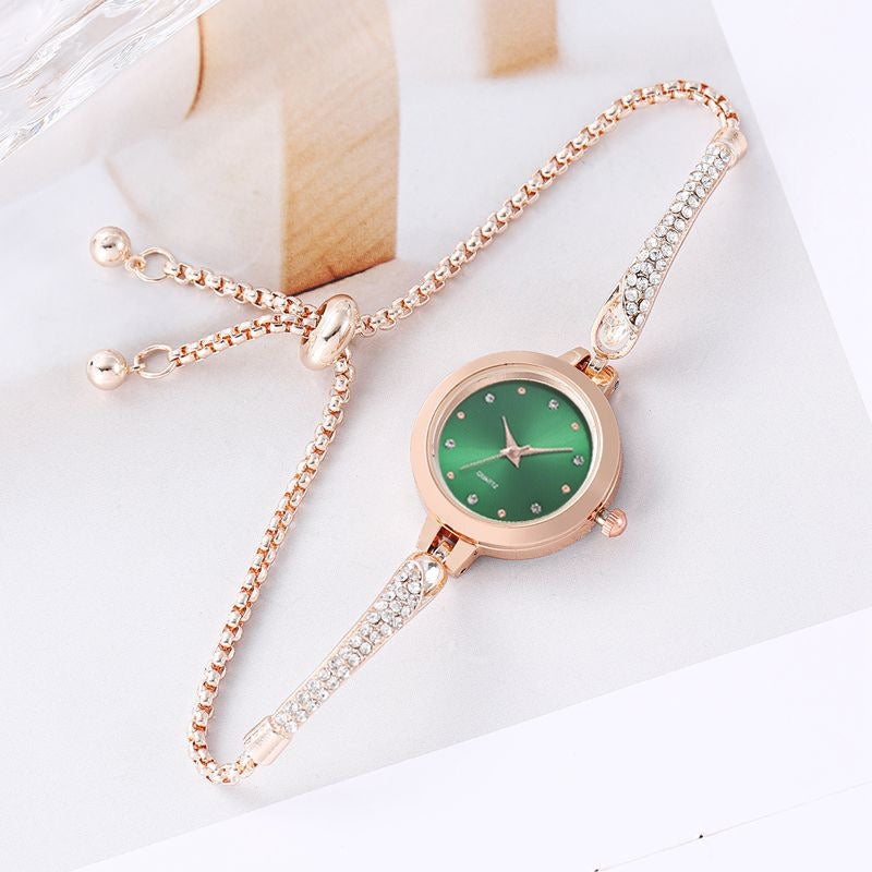Diamond Inlaid Adjustable Bracelet Watch