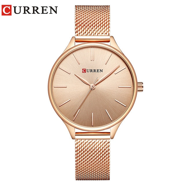 Rose Gold Milanese Steel Mesh Quartz Watch