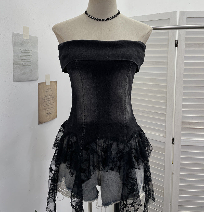 Irregular strapless top for women