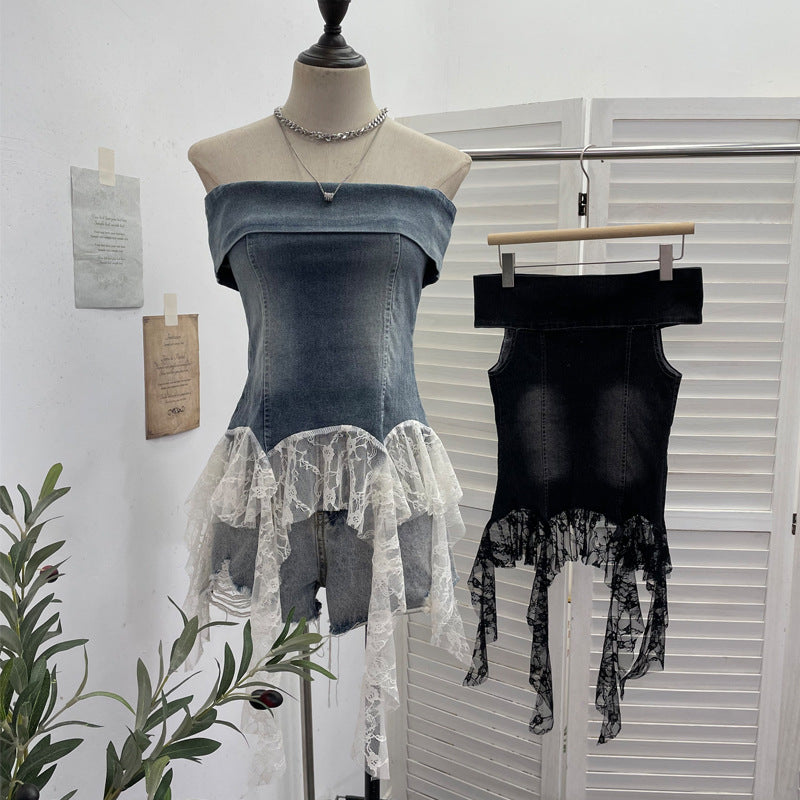 Irregular strapless top for women