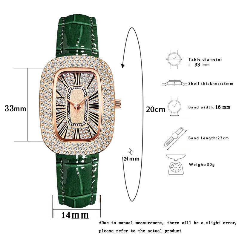 Emerald Green Starry Dial Rhinestone Watch