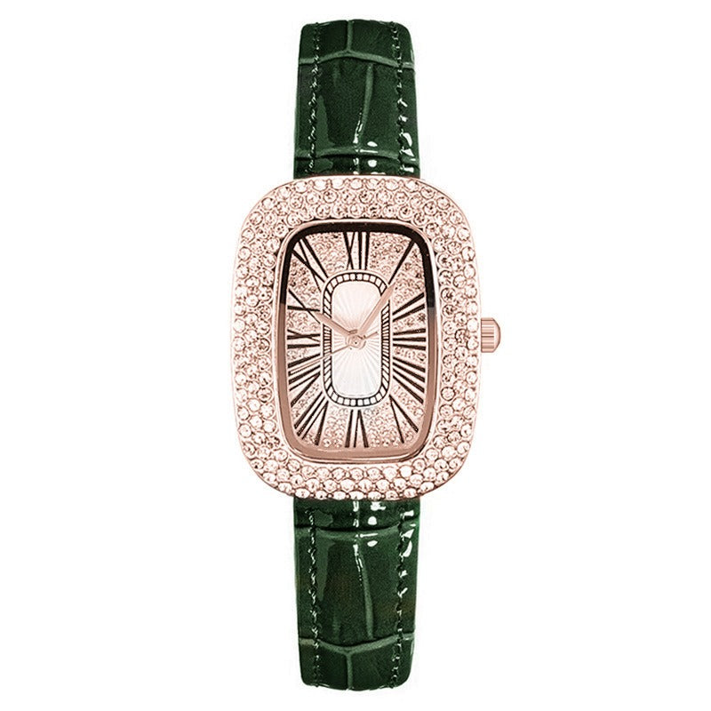 Emerald Green Starry Dial Rhinestone Watch