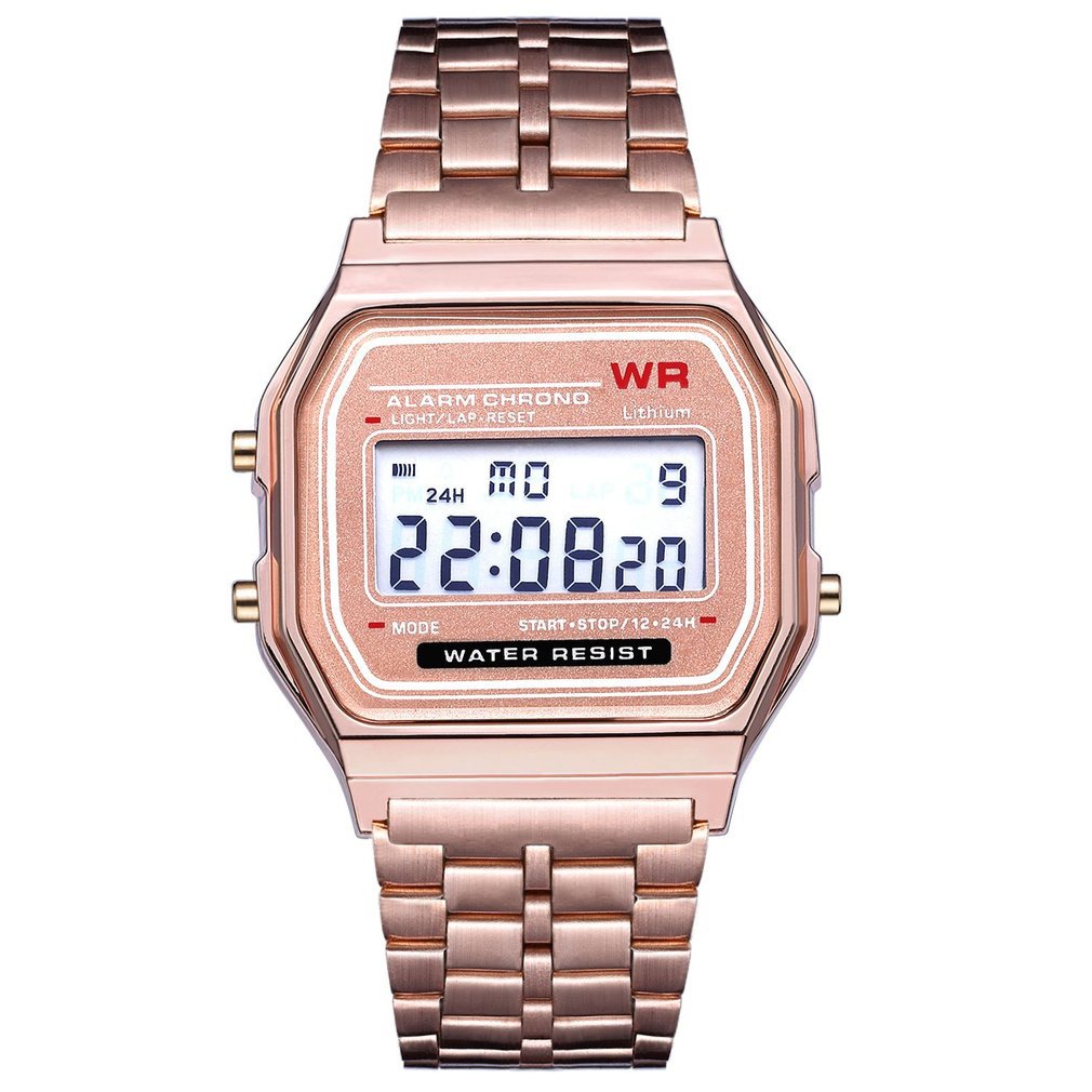 Multi-Color Digital Steel Strap Watch with Alarm & Backlight