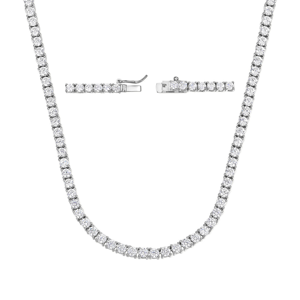 Copper Plated 18K Gold Zirconia Tennis Necklace Fashion Trendy Style Neck Chain