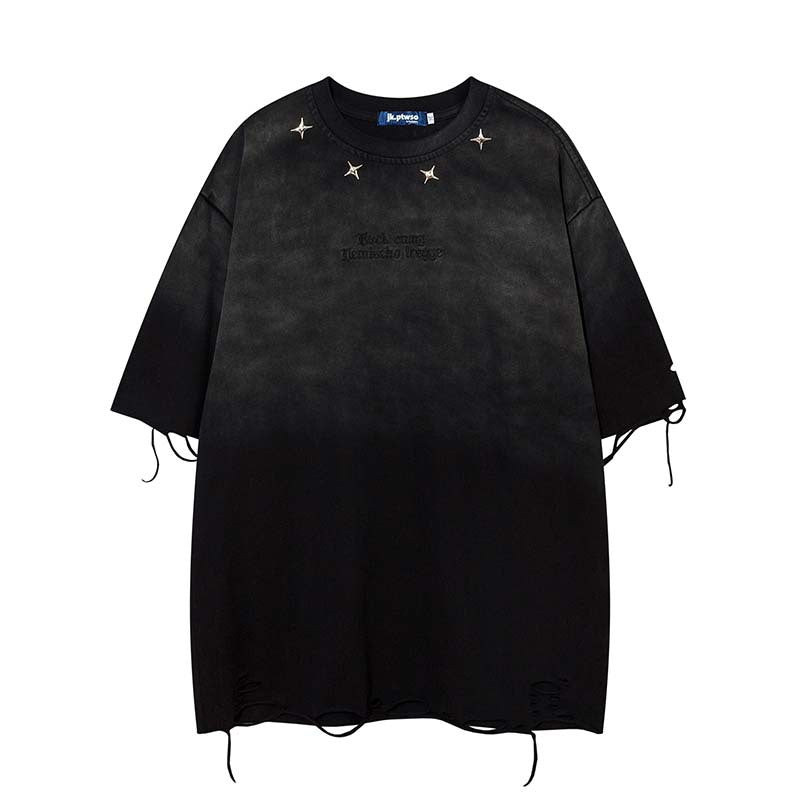 Wash and make old embroidered short sleeves with holes