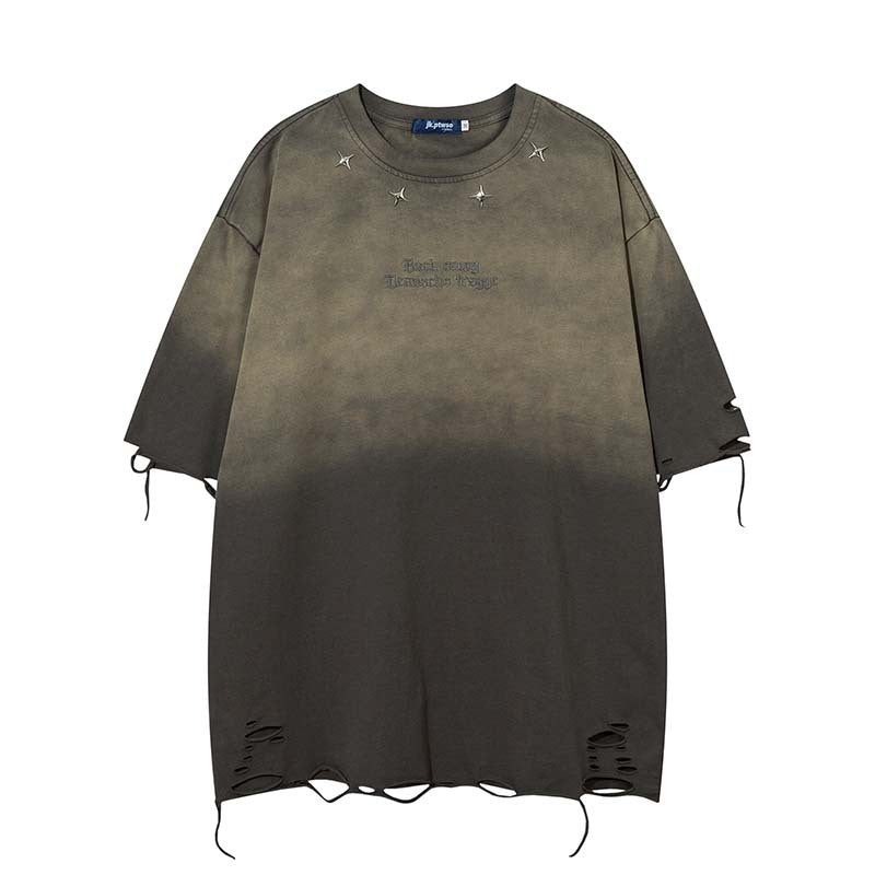 Wash and make old embroidered short sleeves with holes