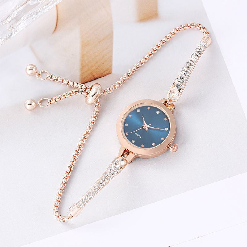 Diamond Inlaid Adjustable Bracelet Watch