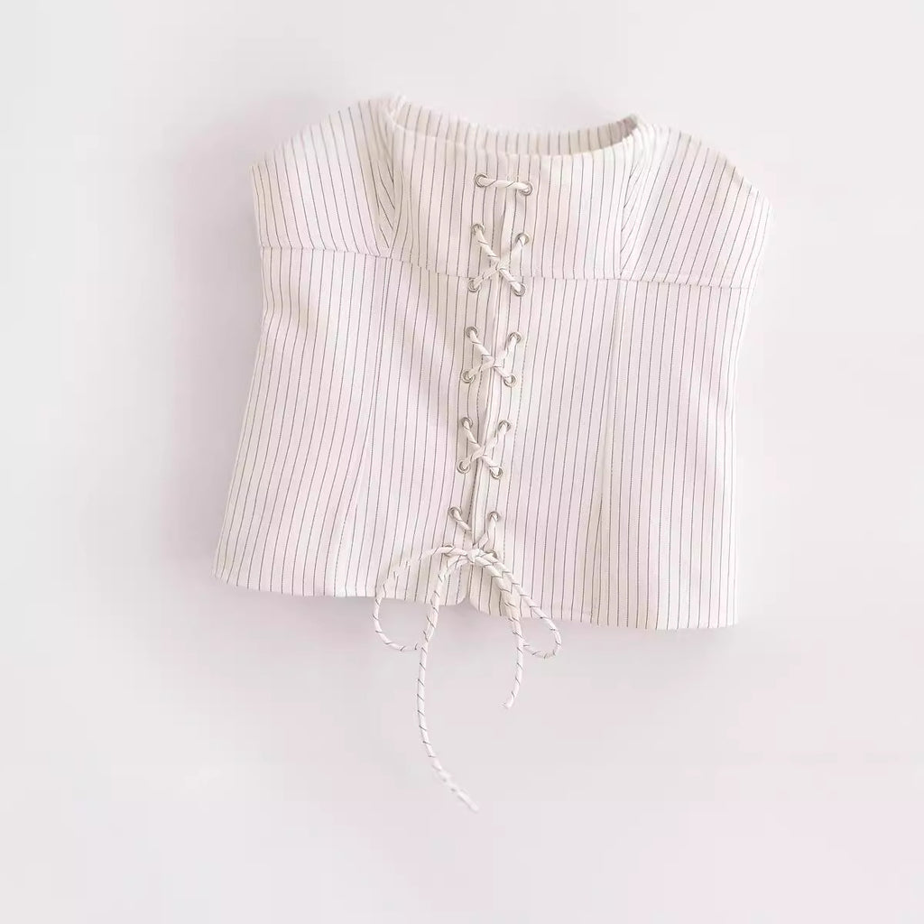 Sleeveless Striped Strap Tank Top