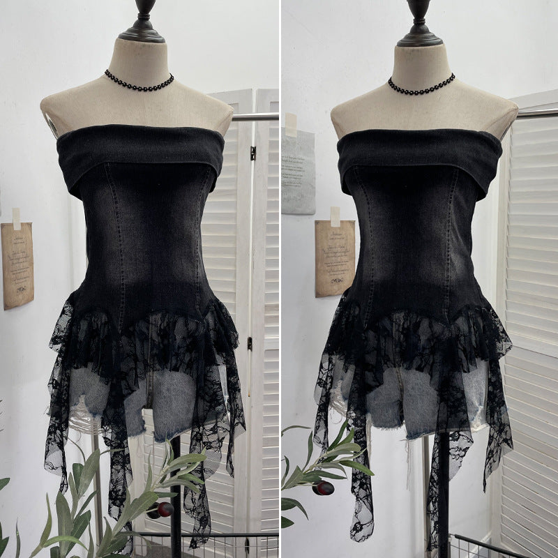 Irregular strapless top for women