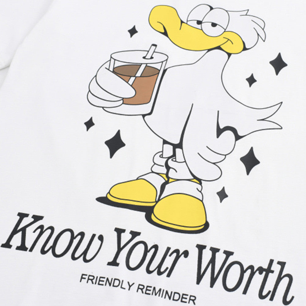 Old Duck Cartoon Printed Short Sleeve