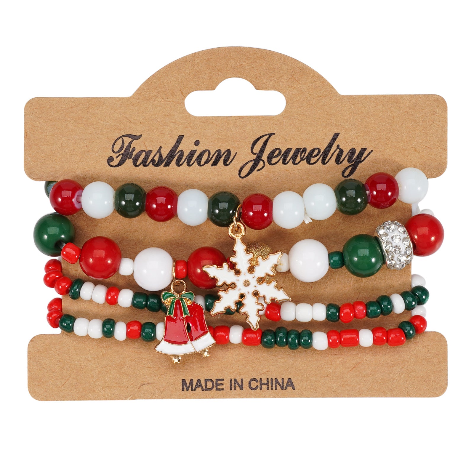 Christmas Bracelet Elastic Rope Bracelet Snowman Snowflake Christmas Tree Santa Deer Hat Pendant Bracelet Gift