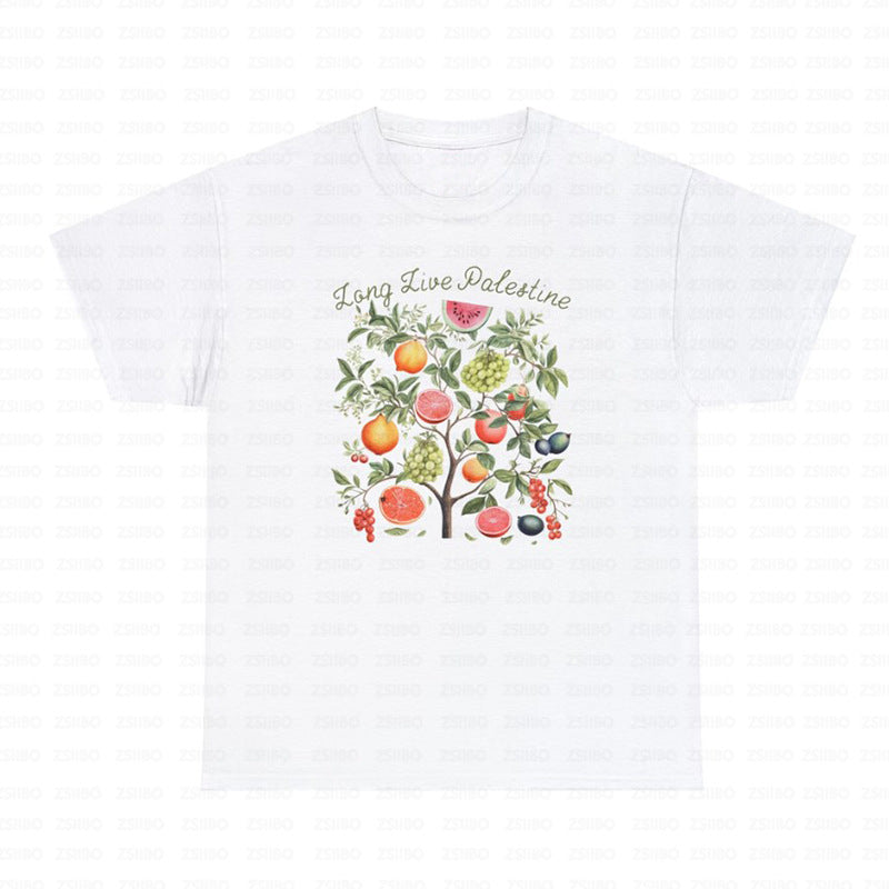 Fruit Letter Graphic Printed Casual T-Shirt