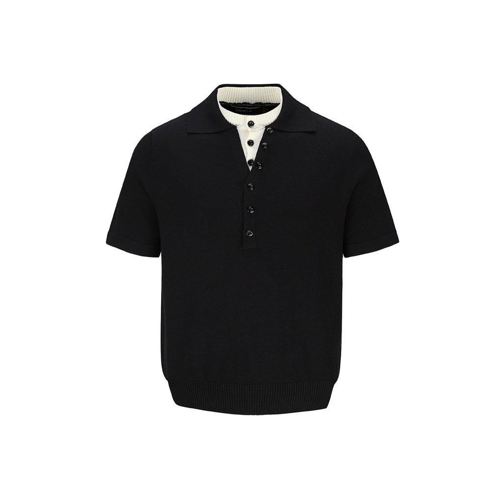 Layered Linen-Blend Short Sleeve Knit Tee