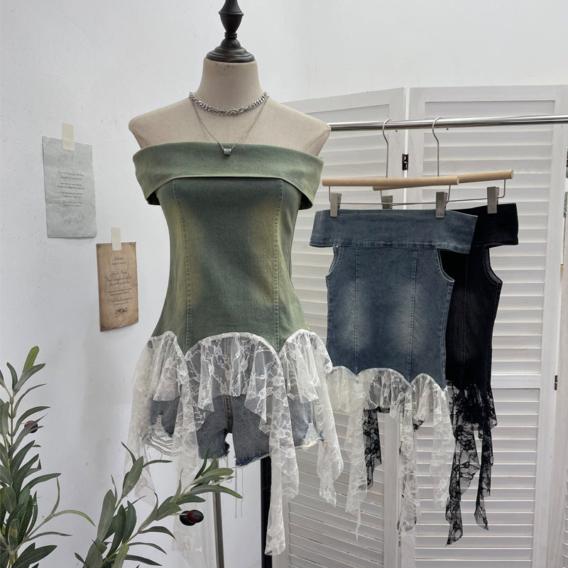 Irregular strapless top for women