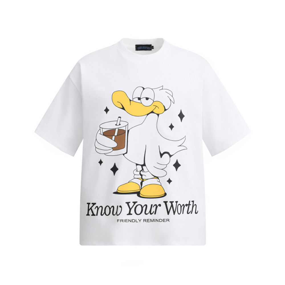 Old Duck Cartoon Printed Short Sleeve