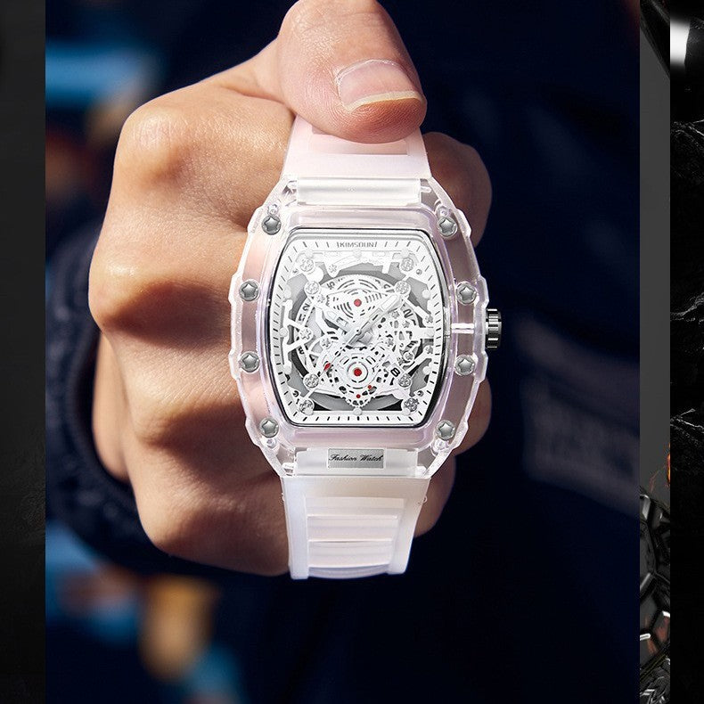 Waterproof Transparent Tonneau Quartz Watch for Men