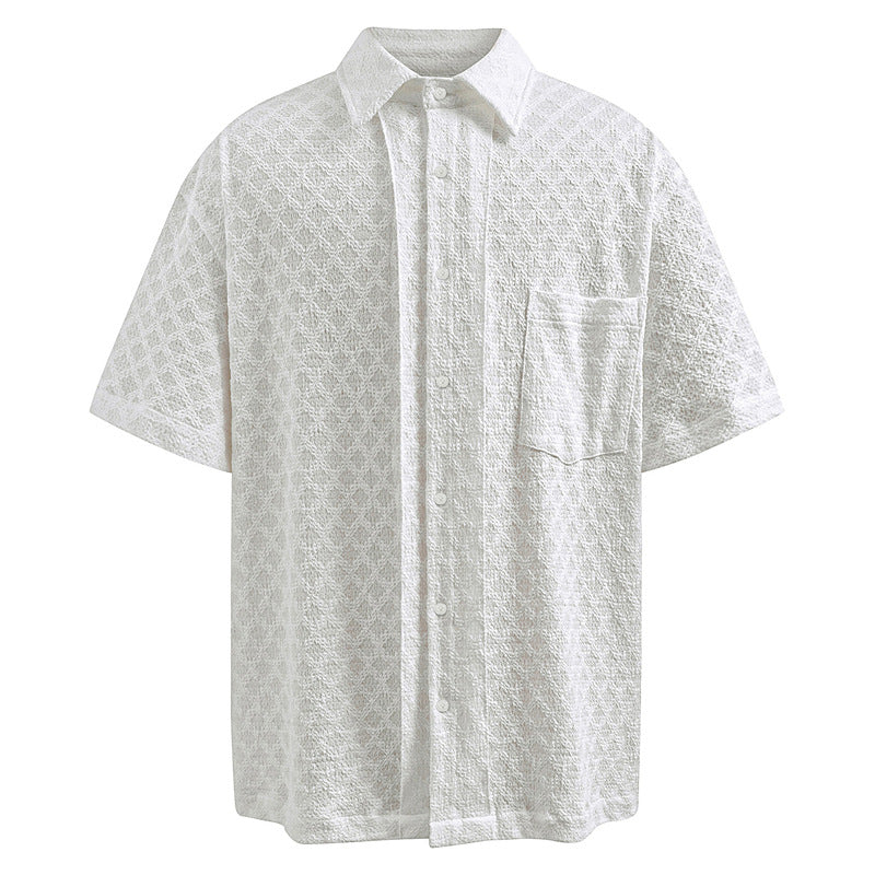 Short Sleeve Men Loose Cool Old Money Style Half Sleeve Dress Shirt