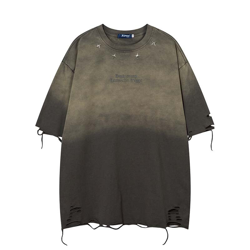 Wash and make old embroidered short sleeves with holes