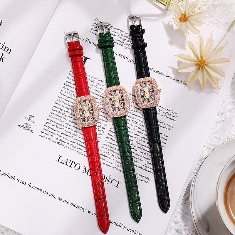 Emerald Green Starry Dial Rhinestone Watch