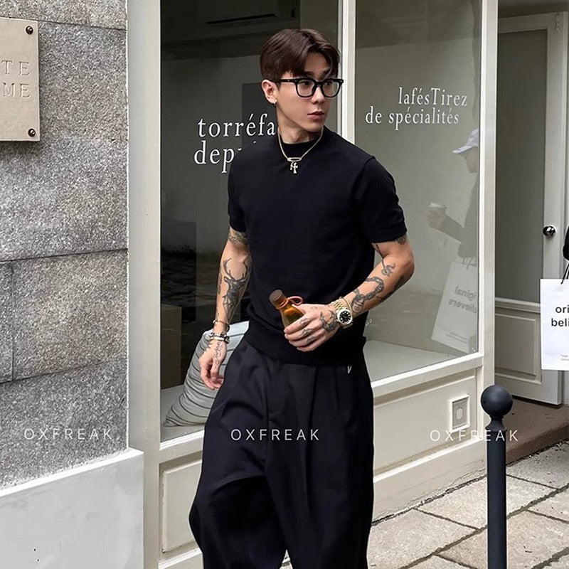 Old Money Style Relaxed Fit Regular Shoulder T-Shirt