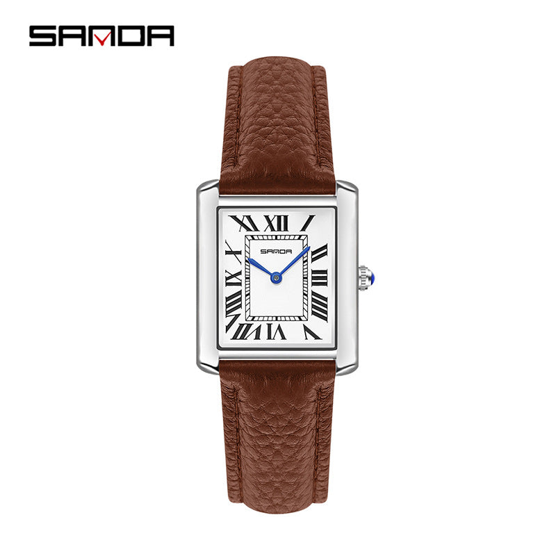 Waterproof Square Roman Numeral Quartz Unisex Watch