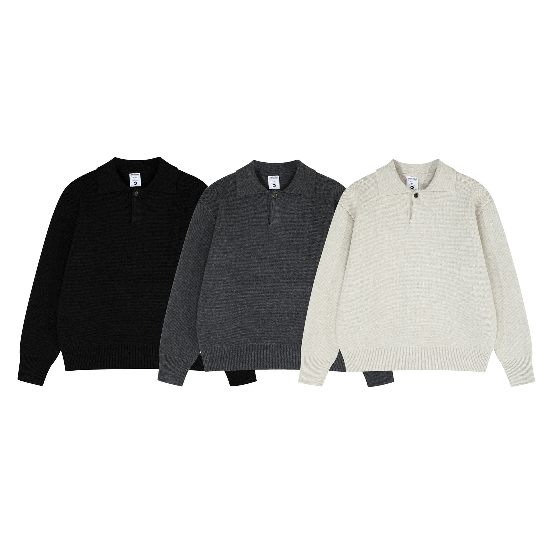 High-End Unisex Notch Lapel Sweater Old Money Style Trendy Men's Loose Long Sleeve Knitwear