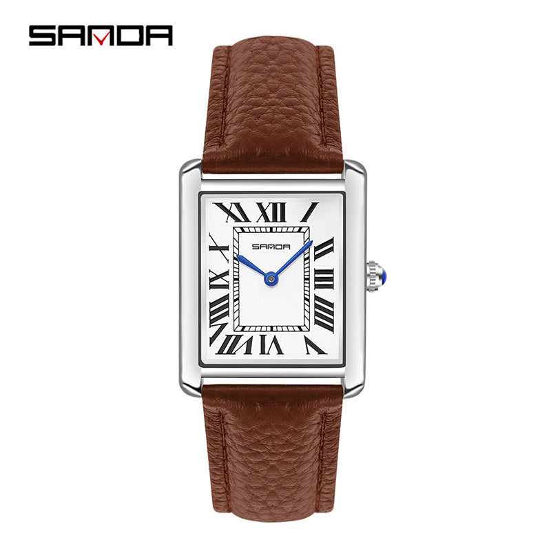 Waterproof Square Roman Numeral Quartz Unisex Watch