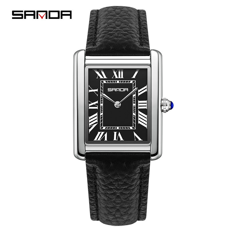 Waterproof Square Roman Numeral Quartz Unisex Watch