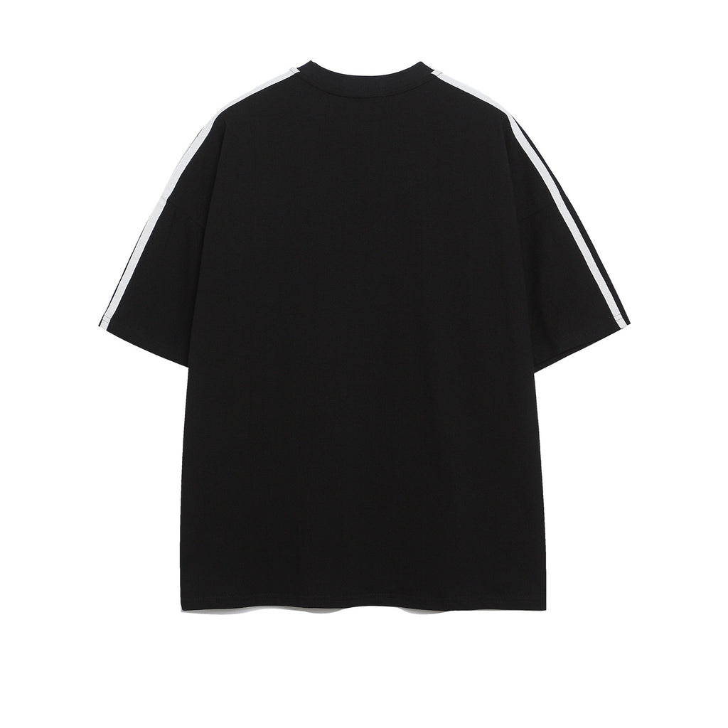 Contrast Asymmetric Short-Sleeve Top