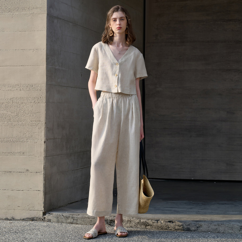 Relaxed Cropped Short Sleeve Blouse