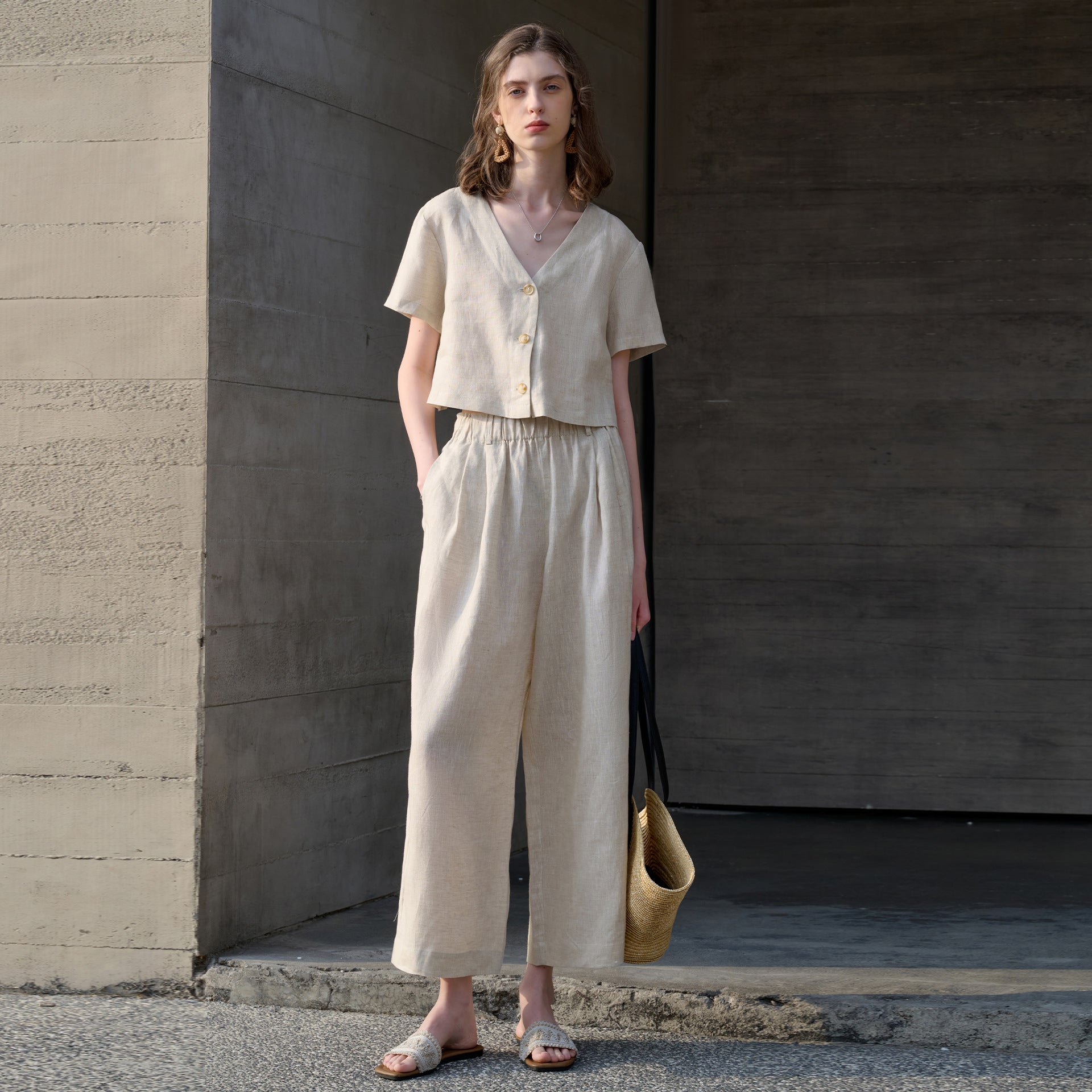 Relaxed Cropped Short Sleeve Blouse