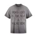 Spray painted washed to make old letter printed short sleeves