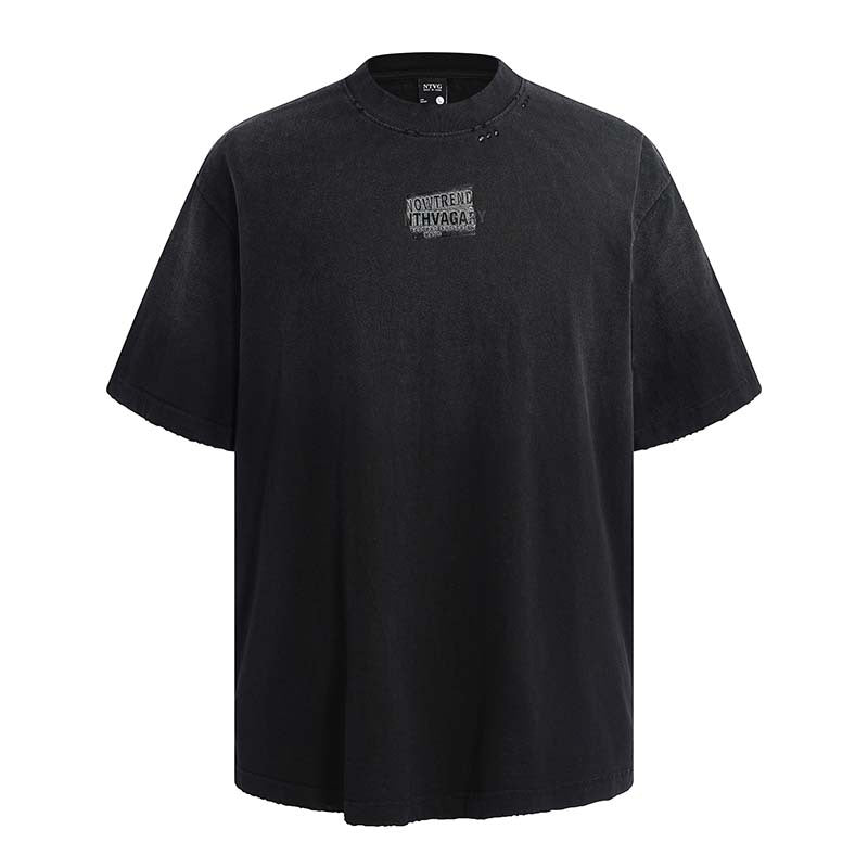 Letter printing washing water making old spray painted short sleeves