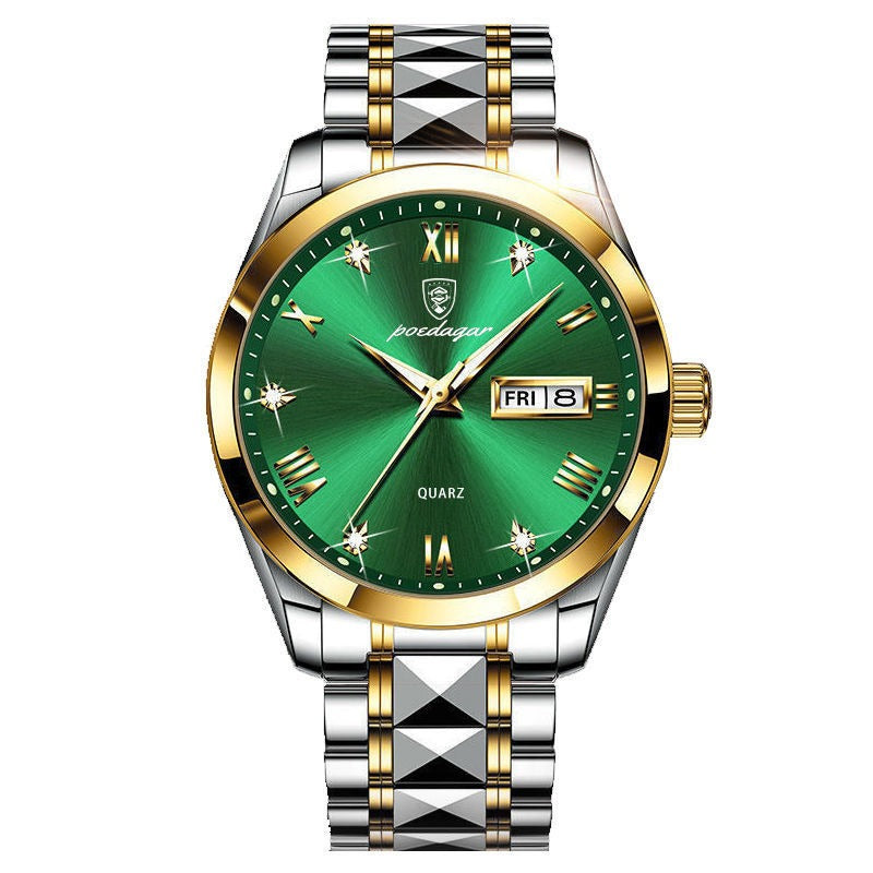 Waterproof Double Calendar Luminous Quartz Watch