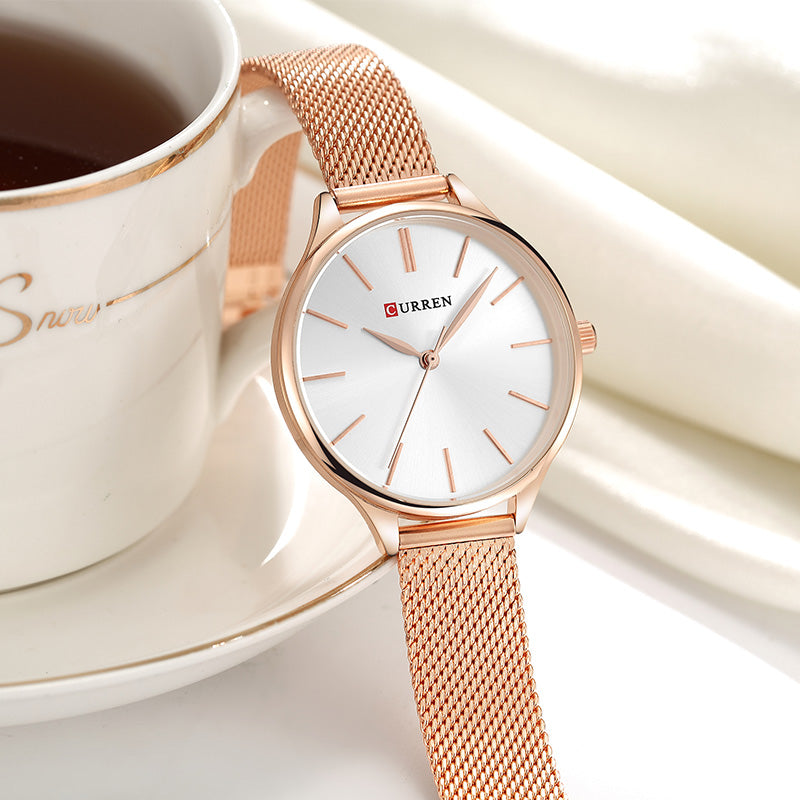 Rose Gold Milanese Steel Mesh Quartz Watch