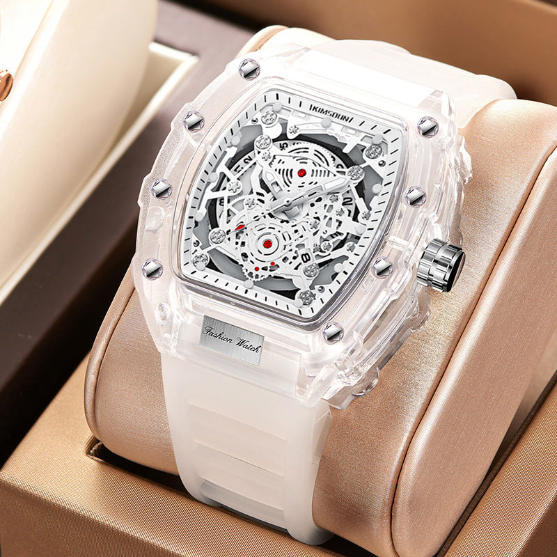 Waterproof Transparent Tonneau Quartz Watch for Men