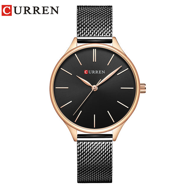 Rose Gold Milanese Steel Mesh Quartz Watch