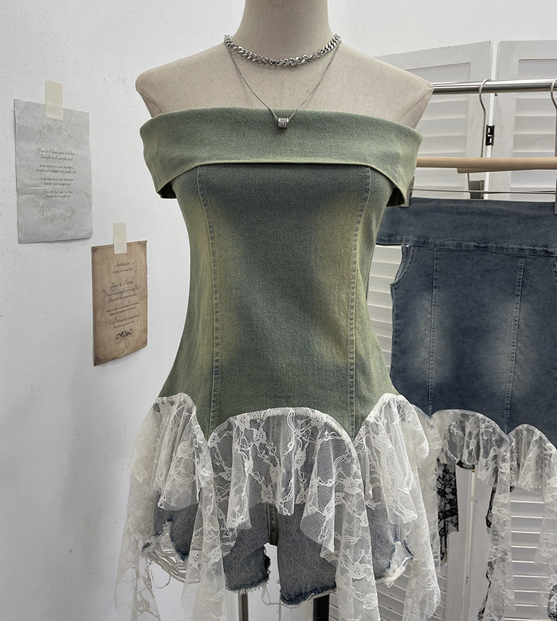 Irregular strapless top for women